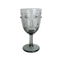 Verre à pied Visage gris D8 H16,5cm
